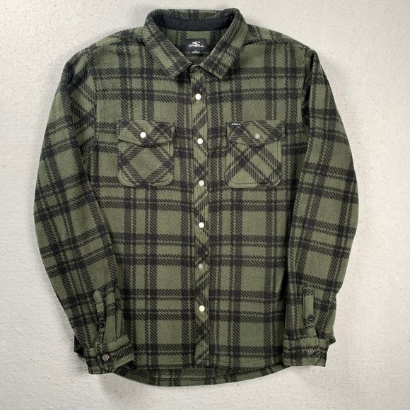 O'Neill Other - O'neill Shirt Mens Large Super Fleece Icecap Flannel Snap Button Plaid Green